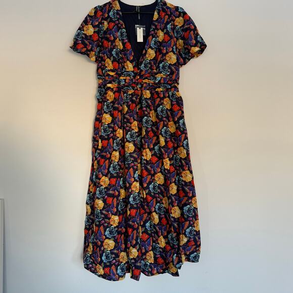 NEW NWT Anthropologie The Katerina Button-Front Dress Navy Floral Maxi Size XL - Picture 5 of 9